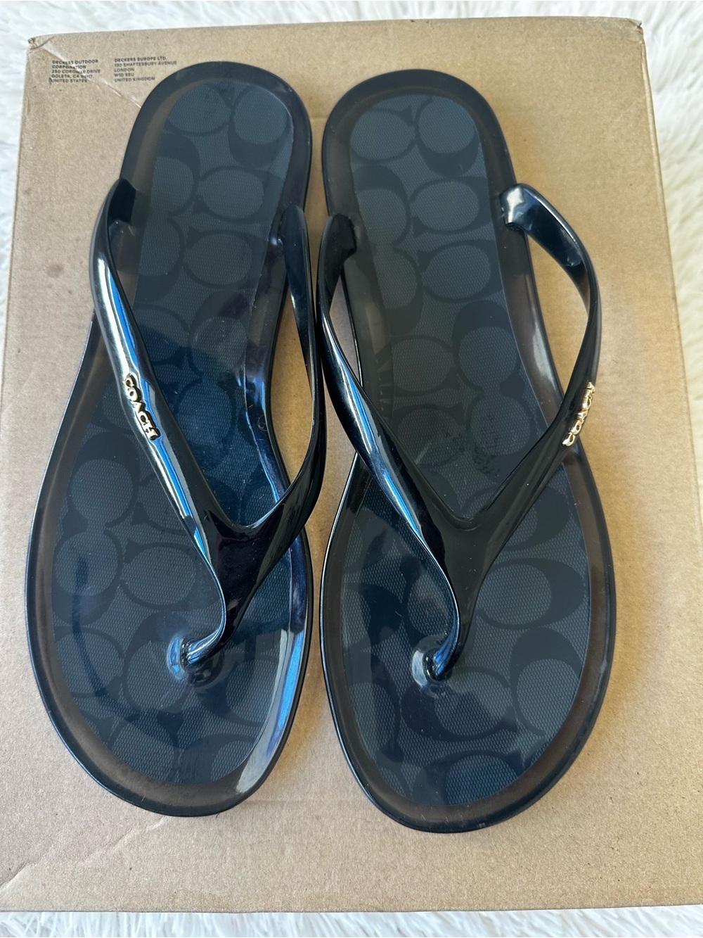 Coach Black Signature Jelly Flip Flops Women’s Size 10 Rubber Thong Sandals Logo